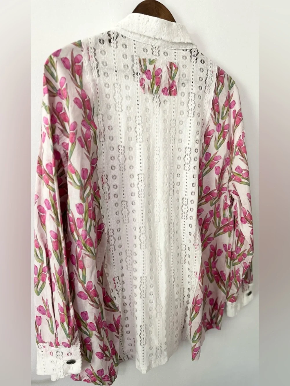 POL Cotton Oversized Floral Lace Button Down – Size Medium NWOT - Picture 7 of 14